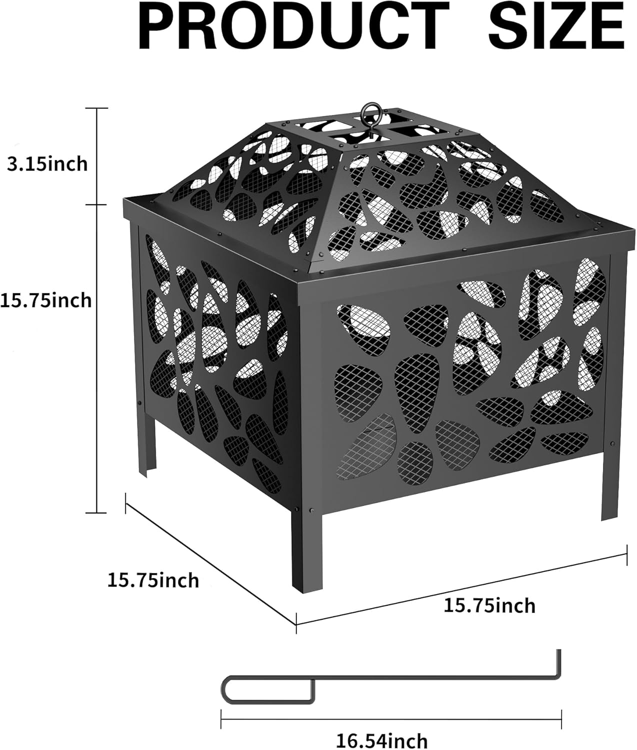15.7 inch Small Fire Pit for Outside, Outdoor Wood Burning Fire Pit, Small Bonfire Pit,Firepit Bowl for Patio Camping Backyard Deck Picnic Porch