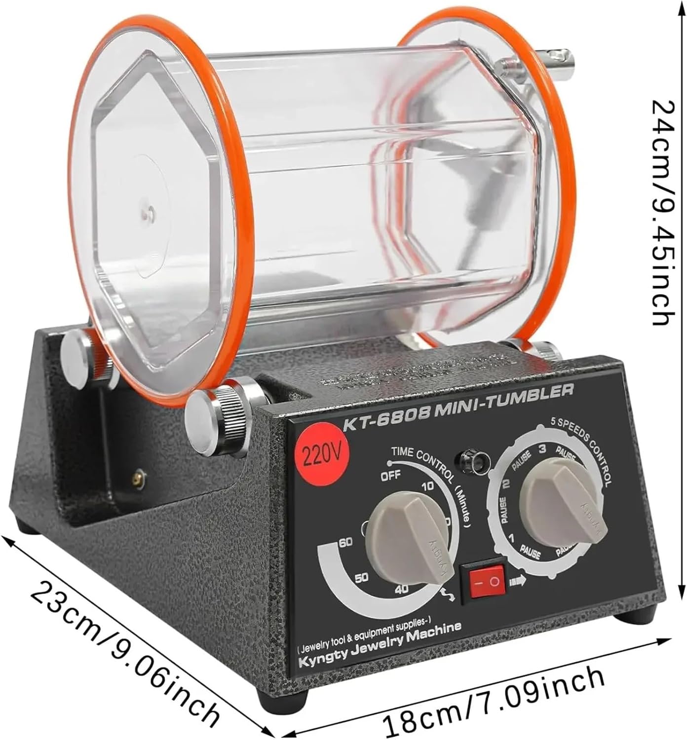 Jewelry Polishing, Polishing Drum Ball Mill, Rotary Jewelry Tumbler Polisher 60 W, Polishing Machine for Jewellery,5 Speed Control with 500-3000RPM