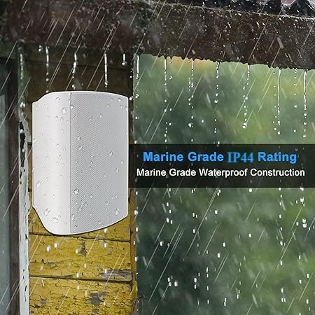 Herdio 6.5 Inch 400W Indoor Outdoor Speakers Wired Waterproof Passive with Powerful Bass,Wall Mount Speakers for Patio Garage Covered Deck,All-Weather Durability(Pair,White)