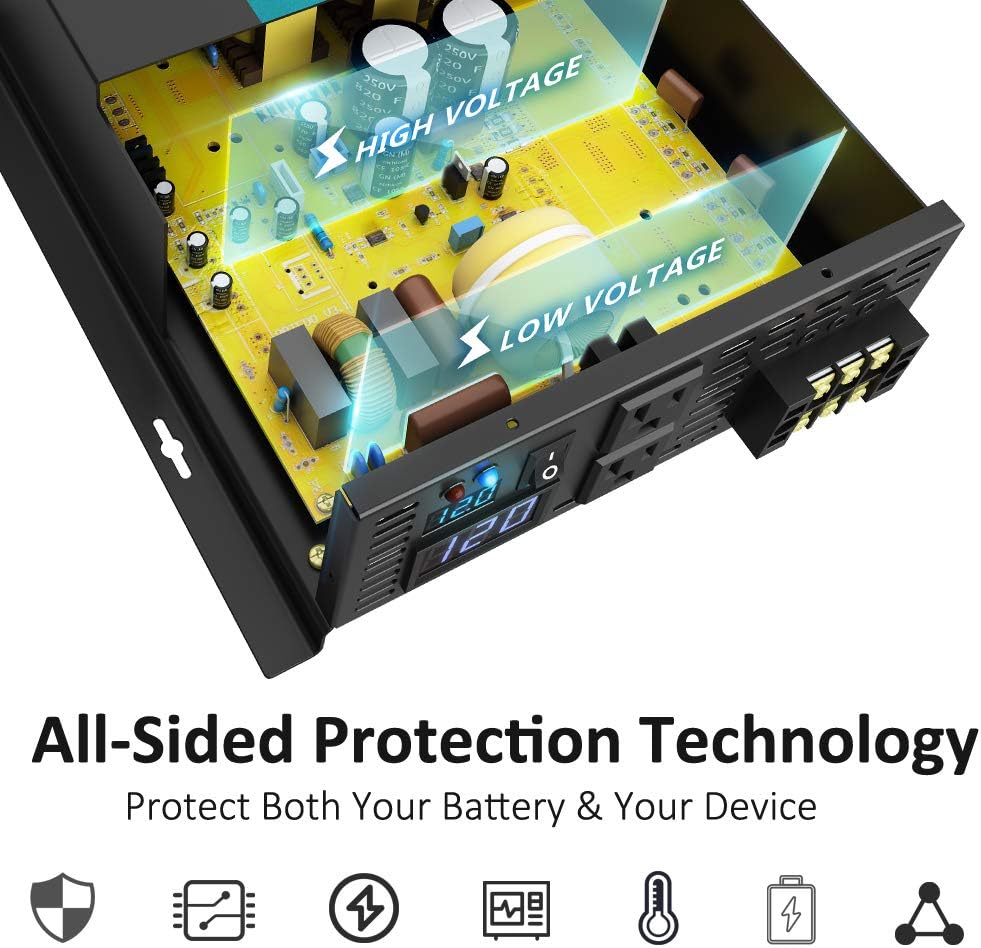 WZRELB RBPRC300012 3000W 12V 110~120V Pure Sine Wave Solar Power Inverter with Remote Control Switch