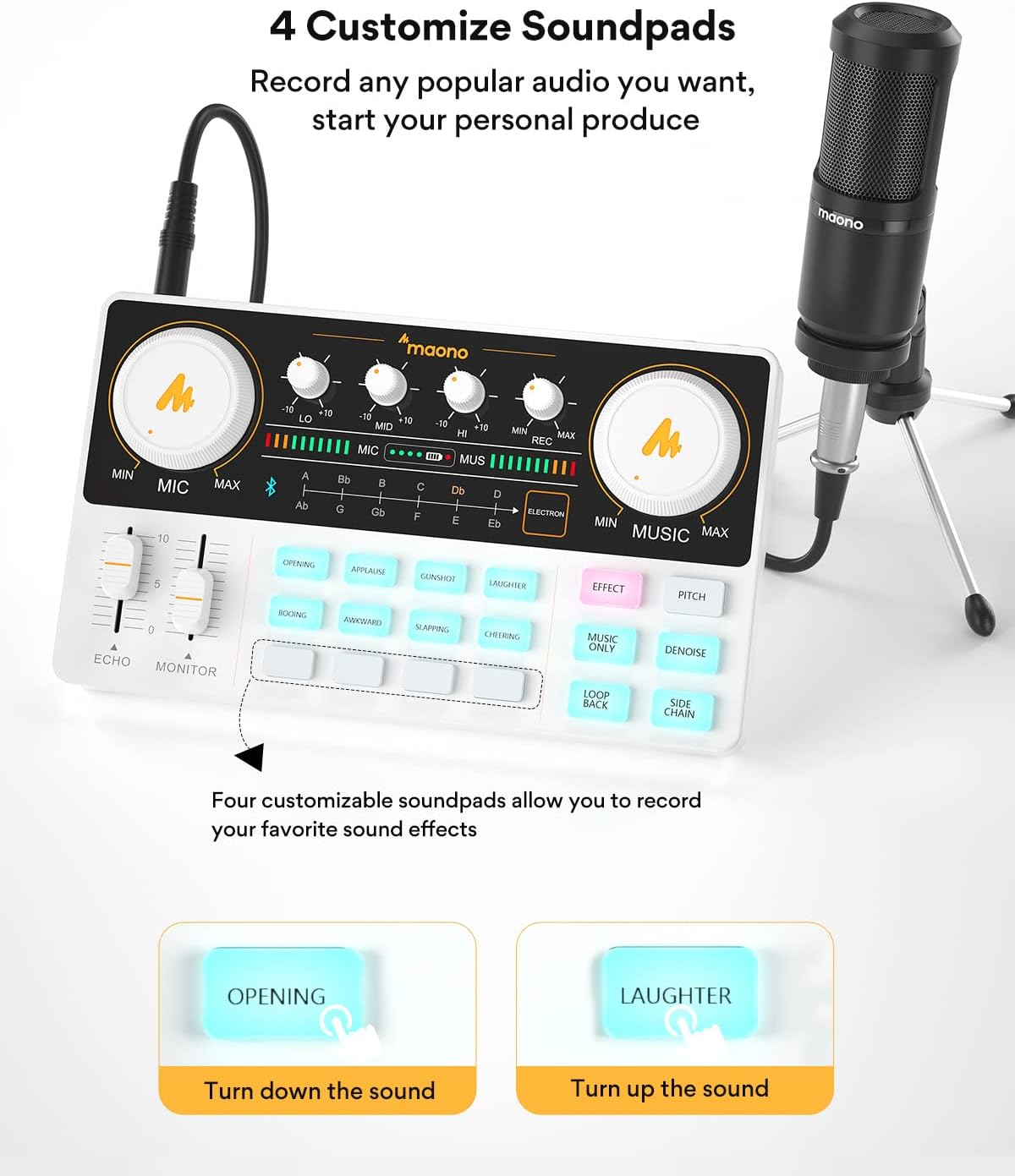 MAONO Podcast Equipment Bundle Audio mixer All-in-One Podcast Production Studio with 3.5mm Microphone for Live Streaming, Podcast Recording, PC, Smartphone, DJ MaonoCaster Lite (AU-AM200-S1)