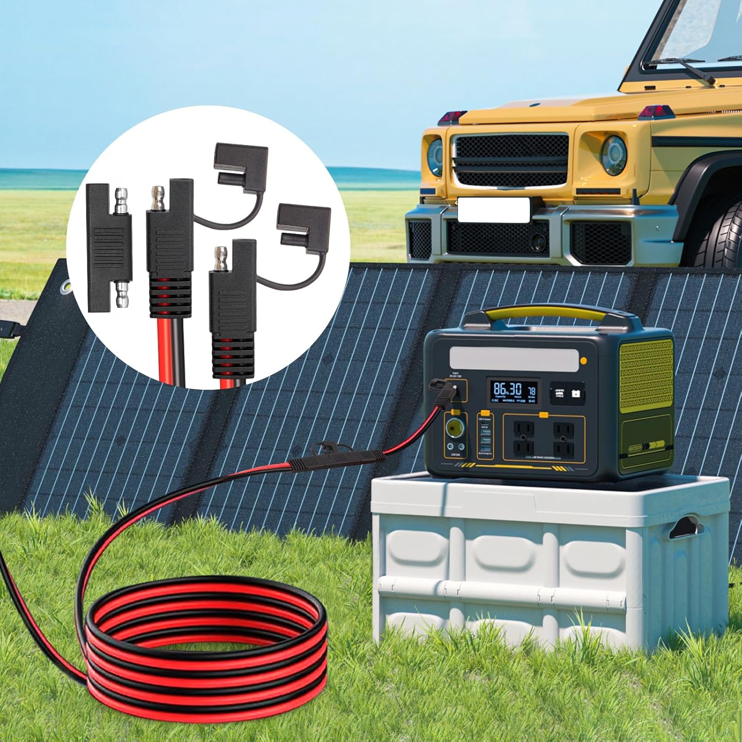 SAE Extension Cable 10AWG 50FT Quick Disconnect Tinned Copper Wire with SAE Connector Wire for Solar Panel, Battery, Tender Motorcycle, Automotive RV, Cars Tractor 10 Gauge