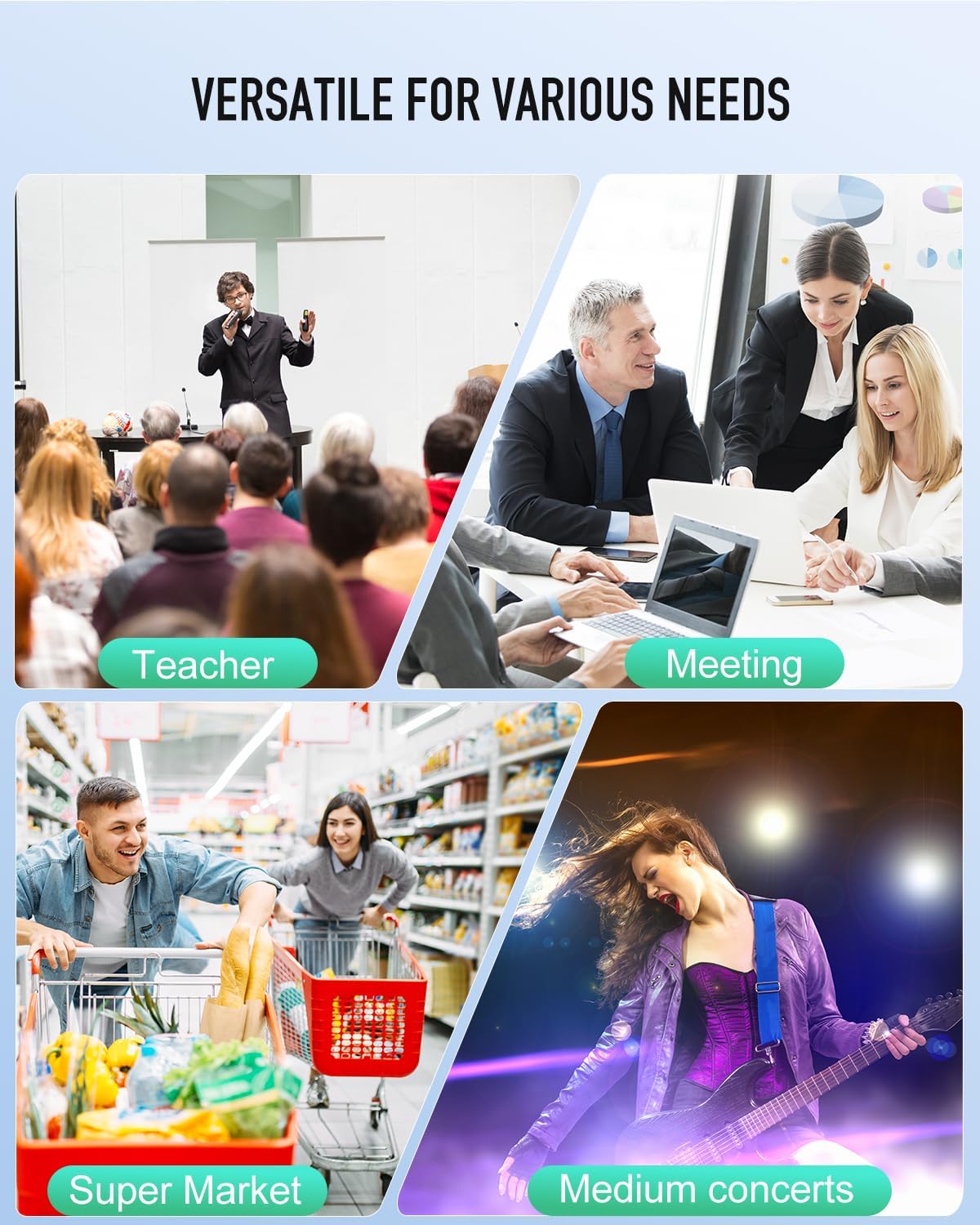 SHIDU 80W Powerful Voice Amplifier with 2 Wireless Microphones, Portable Speaker with Microphone, PA System with Sound Effects, Karaoke Machine Support BT/USB/TF Card/Aux/Guitar