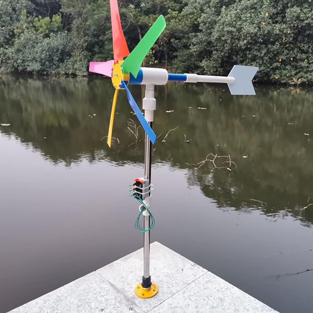 DIY Five-Blade Homemade Wind Turbine Garden Decorative 10M Lantern Strip Colorful Windmill Wind Driven Generator DC 2-25V Output (Type B)
