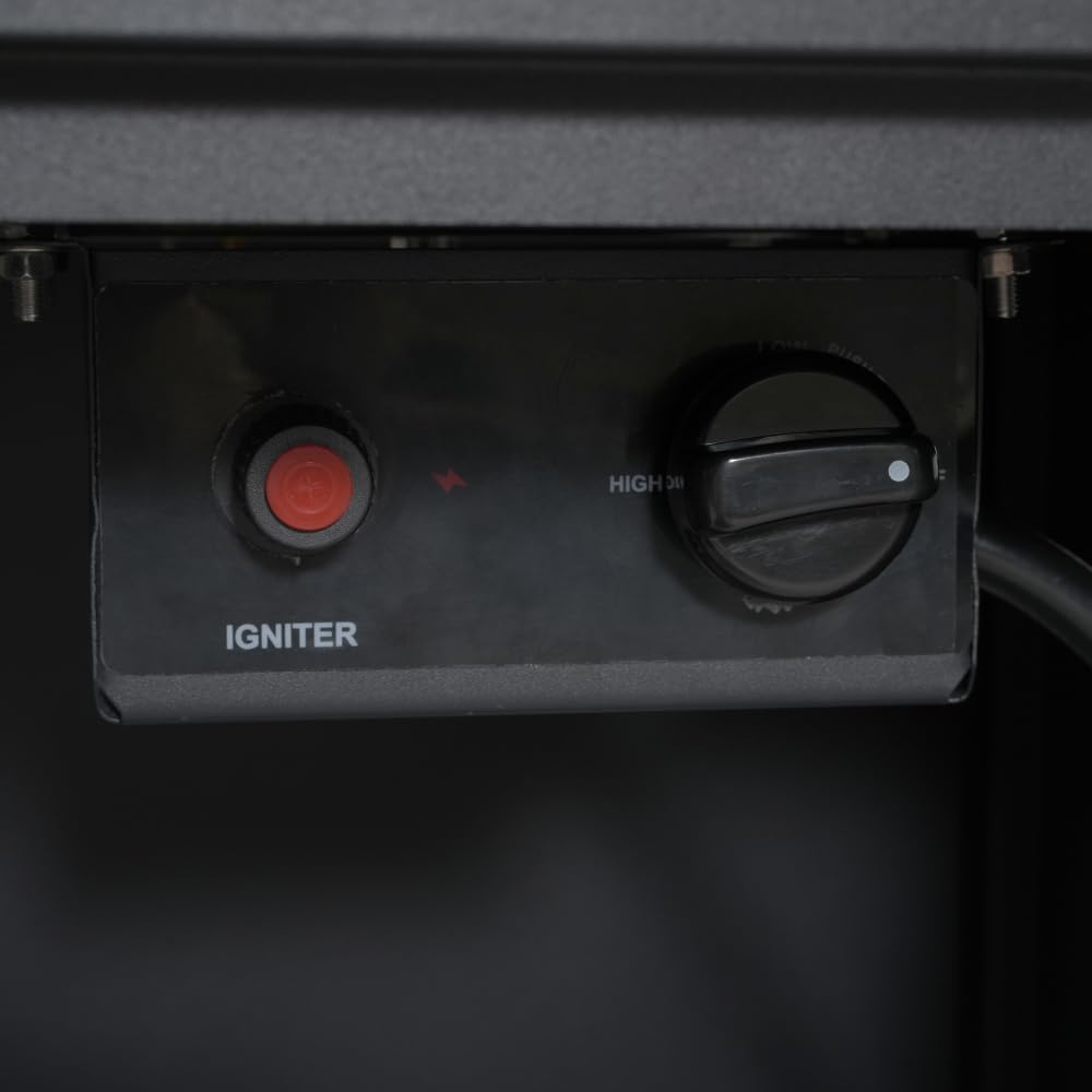 30inch Sleek Square Steel Fire Pit Table in Black with Lava Rocks and Protect Cover for Patio and Deck, 40000BTU