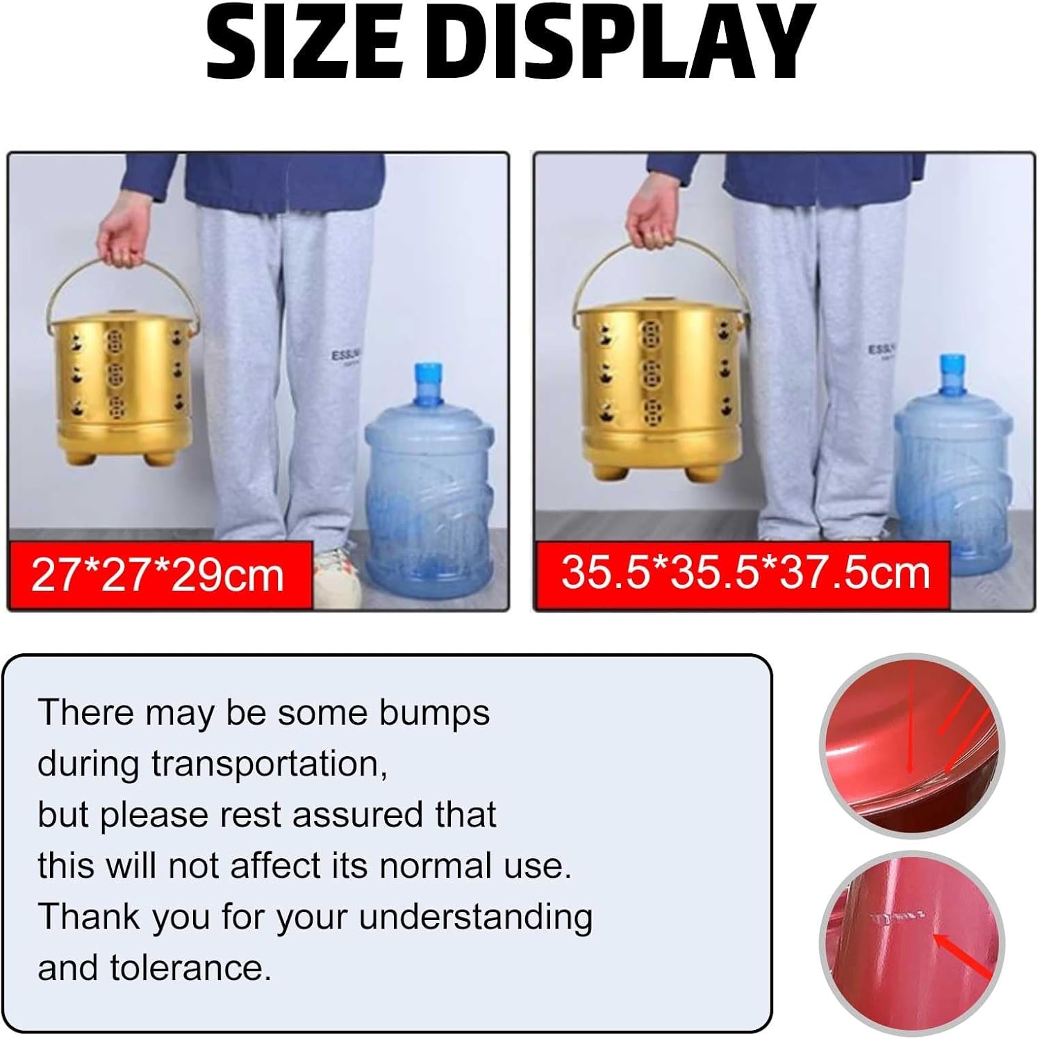 Generic Burn Barrel, Burn Cage, Metal Burn Barrels with Lid and Handle, Fire Barrel for Paper Leaf Trash Wood Backyard Bonfire, 27*27*29cm, Red, FGYBFDDDG-RED-27*27*29CM