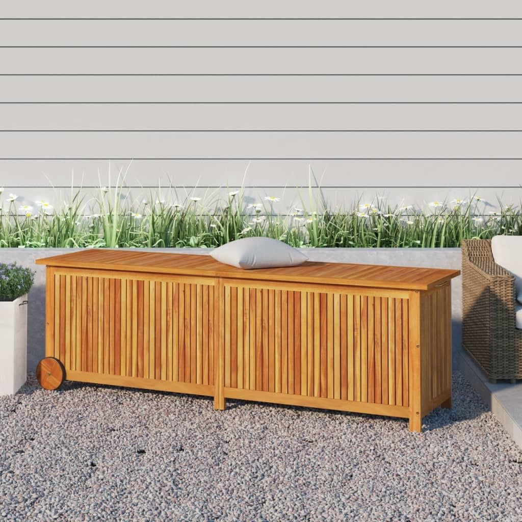 Large Solid Acacia Wood Outdoor Storage Deck Box, Weather-Resistant Garden Furniture for Patio, Pool & Yard Organization