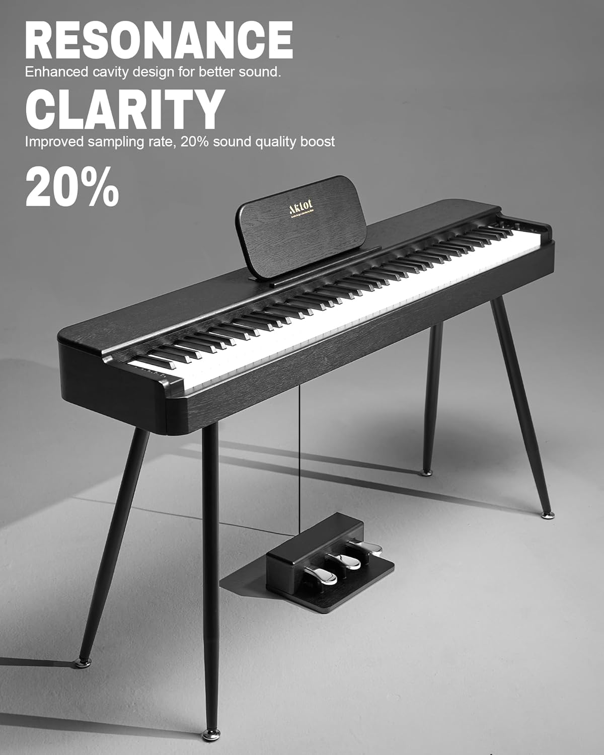 AKLOT Weighted Electric Keyboard Piano: 4 Essential Grand Piano Tone, 88 Graded Hammer Action Key, Round-Edge Design, Triple Pedal System & USB-MIDI Connectivity for Beginner, Home Use,LS01Air Black