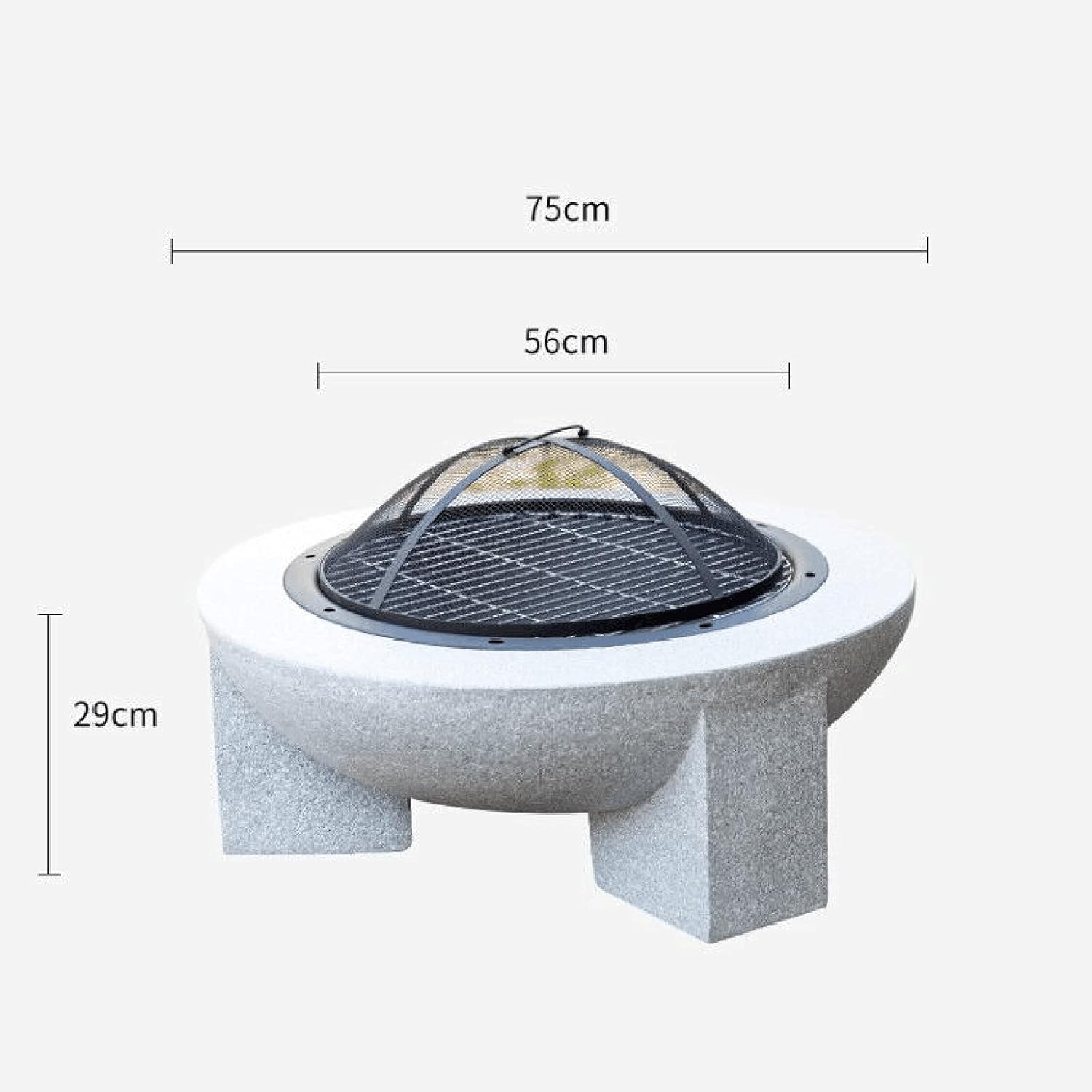 Outdoor Fire Pits Table Top Fire Pit Concrete Round and Wood Burning Fire Pit Garden Fire Pit Outdoor Heaters with Grill Grate for Camping Outdoor Heating Bonfi