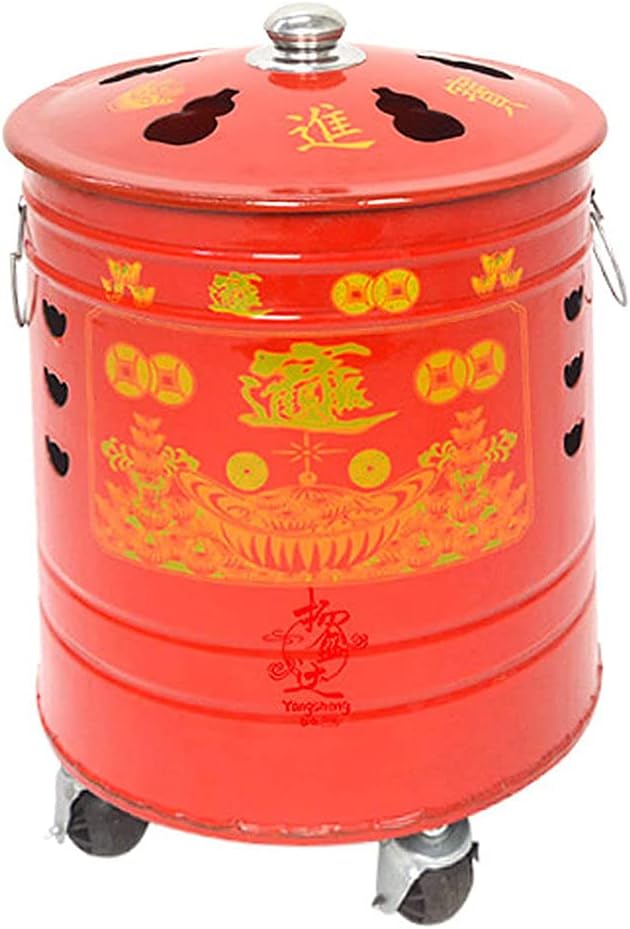 JNYB Burn Barrel for Paper, Portable Burner with Grid Bracket Outdoor Fire Pit Stainless Steel Fire Pits for Wood Burning Backyard Bonfire, red