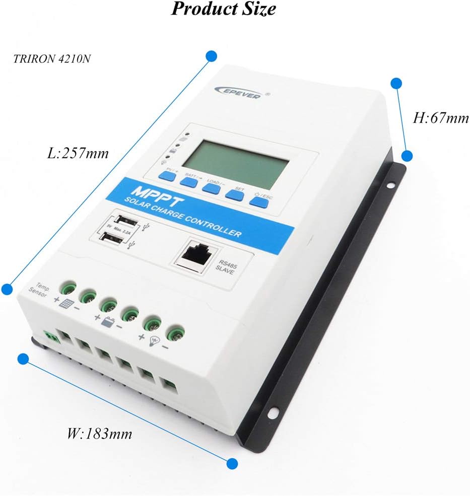 EPEVER Latest MPPT 40A Solar Charge Controller, 12V/24V TRIRON 4210N Intelligent Modular-Designed Regulator with Software Moblie APP - Updated Version of Tracer A/an Series