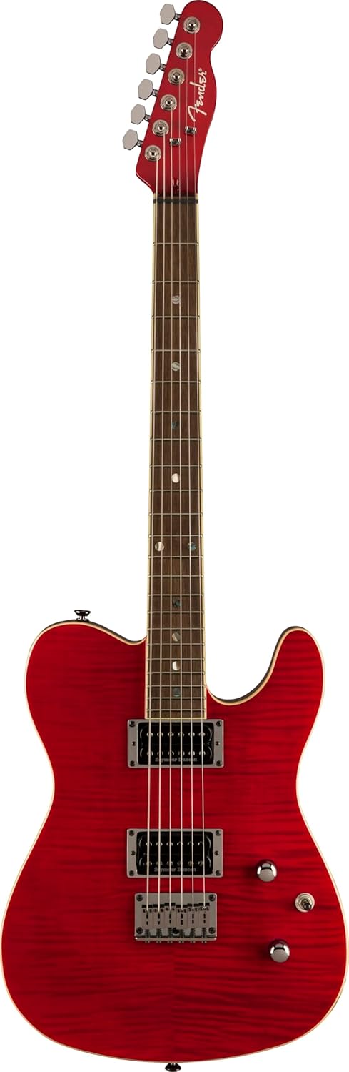 Fender Custom Telecaster FMT HH Electric Guitar, Features Seymour Duncan '59/Pearly Gates Humbuckers with Coil Tap, with 2-Year Warranty, Crimson Red Transparent