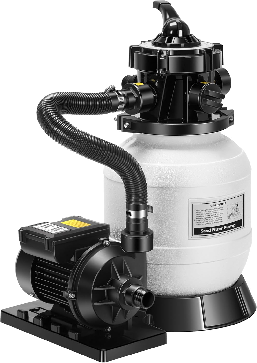 VIVOHOME 2087 GPH Sand Filter Pump for Above Ground Pools up to 4,600 Gallons, 7-Way Valve with 22 lb Sand Capacity, Heavy-Duty Rust-Resistant Housing