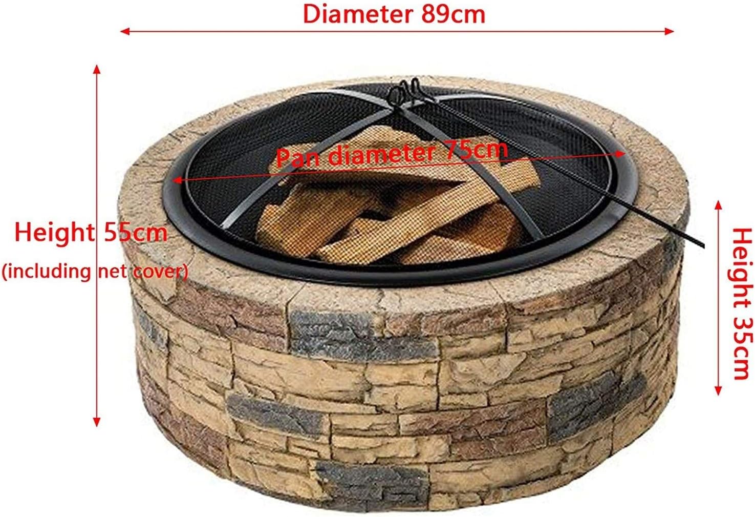 Outdoor Fire Tables Outdoor Round Fire Pit,Backyard Patio Garden Stove Wood Burning BBQ Fire Pit,Faux-Stone Finish,for Backyard Garden Camping Picnic Bonfire