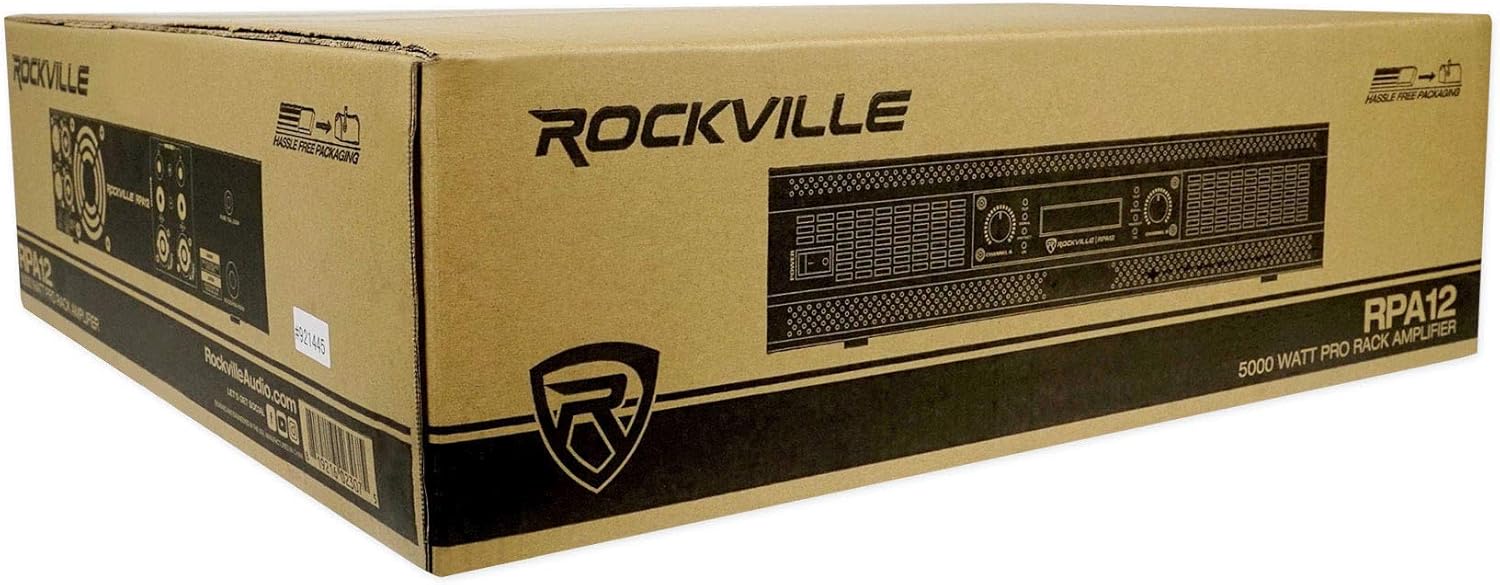Rockville RPA12 5000W Peak/1400W RMS 2 Channel Rack Mount Power Amplifier, Bridgeable Pro/DJ Amp, LED Indicators, for Live Sound
