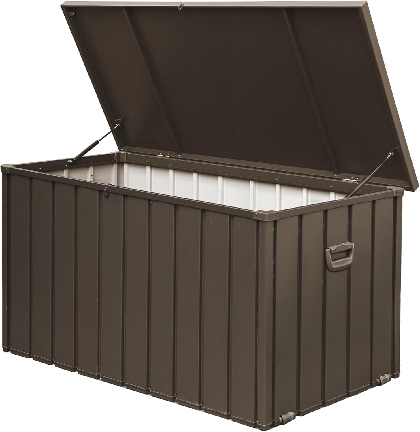 JOSHEN 200 Gallon Outdoor Storage Deck Box with Lockable and Mobile Roller,Large Steel Container Bin with Waterproof and UV Resistant for Garden,Patio,Dark Brown