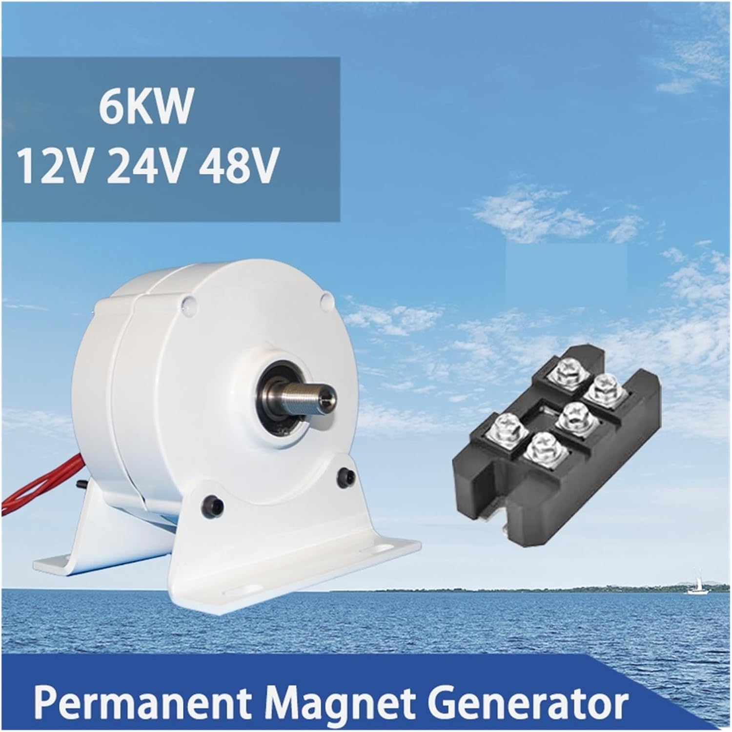 6000W Low Speed 500RPM Wind Turbine Generator 4KW 5KW 6KW 12V 24V 48V 3 Phase Wind Turbine Generator for Wind Turbine DIY Low Starting Speed for Home(with Base,48V_6000W)