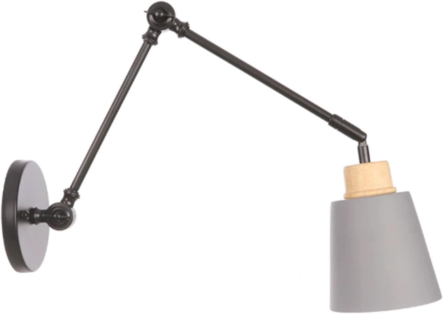 Adjustable Swing Arm Retro Wall Lamp, Farmhouse Bedside Lighting Fixture, Industrial Vintage E27 Wall Sconce, Decorative Iron LED Spotlight, Hardwired Indoor Wall Light(C)