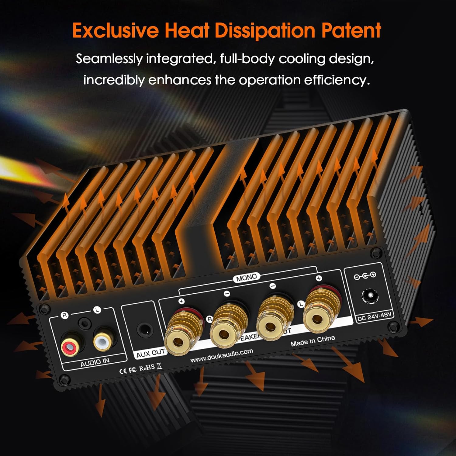 Douk Audio A100 TPA3255 300 watts x2 Digital Power Amplifier, Stereo/Mono Channel SUB Audio Amp for Home Speakers/Subwoofers, Black, SUC-A100