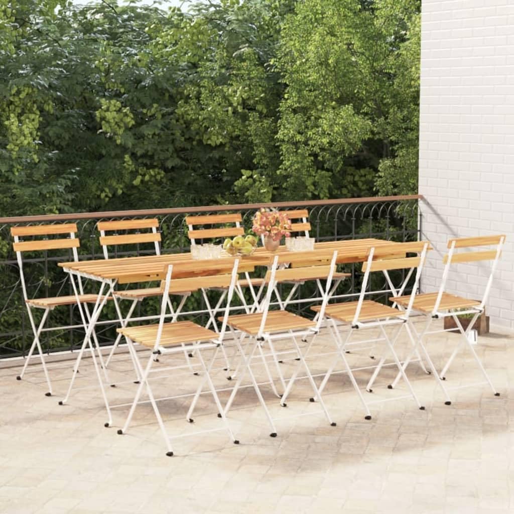 Folding Bistro Chairs 8 pcs Solid Wood Acacia and Steel,Acacia Wood Folding Patio Bistro Chairs for Outdoor and Terrace Outdoor Furniture, Outdoor Chairs, Brown