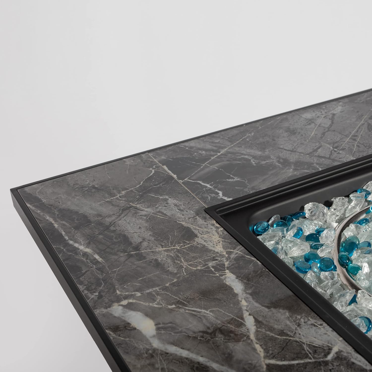 30-Inch Square Fire Pit Table with Ceramic Tile Top and Wicker Base, Rich Brown Steel Propane Heater Delivers 50,000 BTU for Patio and Garden Featuring All-Weather Construction