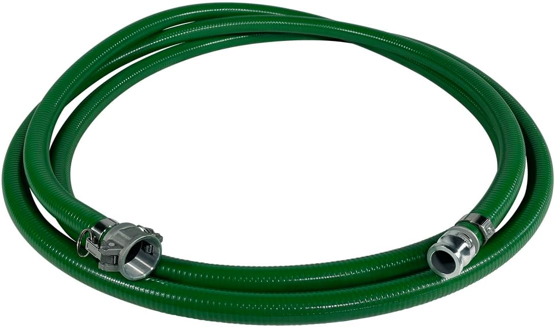Gloxco Heavy Duty Green PVC Suction Hose Assembly for Water Transfer, 1