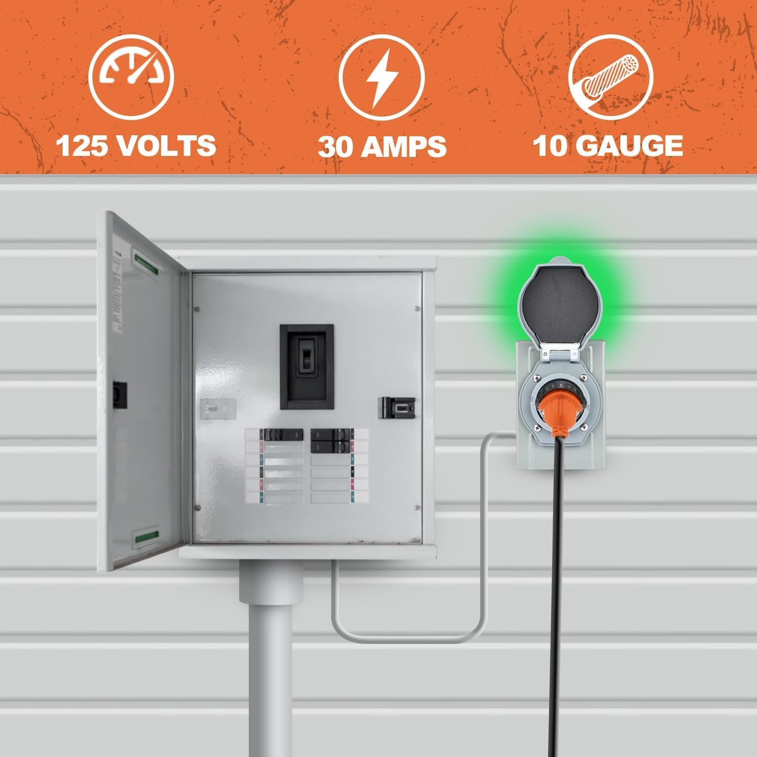 Finderomend 30 Amp Generator Inlet Box Pre-drilled and 50ft 30 Amp RV Extension Cord Combo Kit, NEMA TT-30P to L5-30R RV Power Cord with NEMA L5-30P Inlet,UL/ETL Listed (50ft)