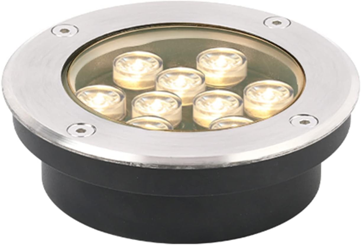 SlimRound Buried Lights Thickness 38mm IP67 Waterproof Underground Light LED for Terrace, Outdoor, Garden(Yellow Light,9W)
