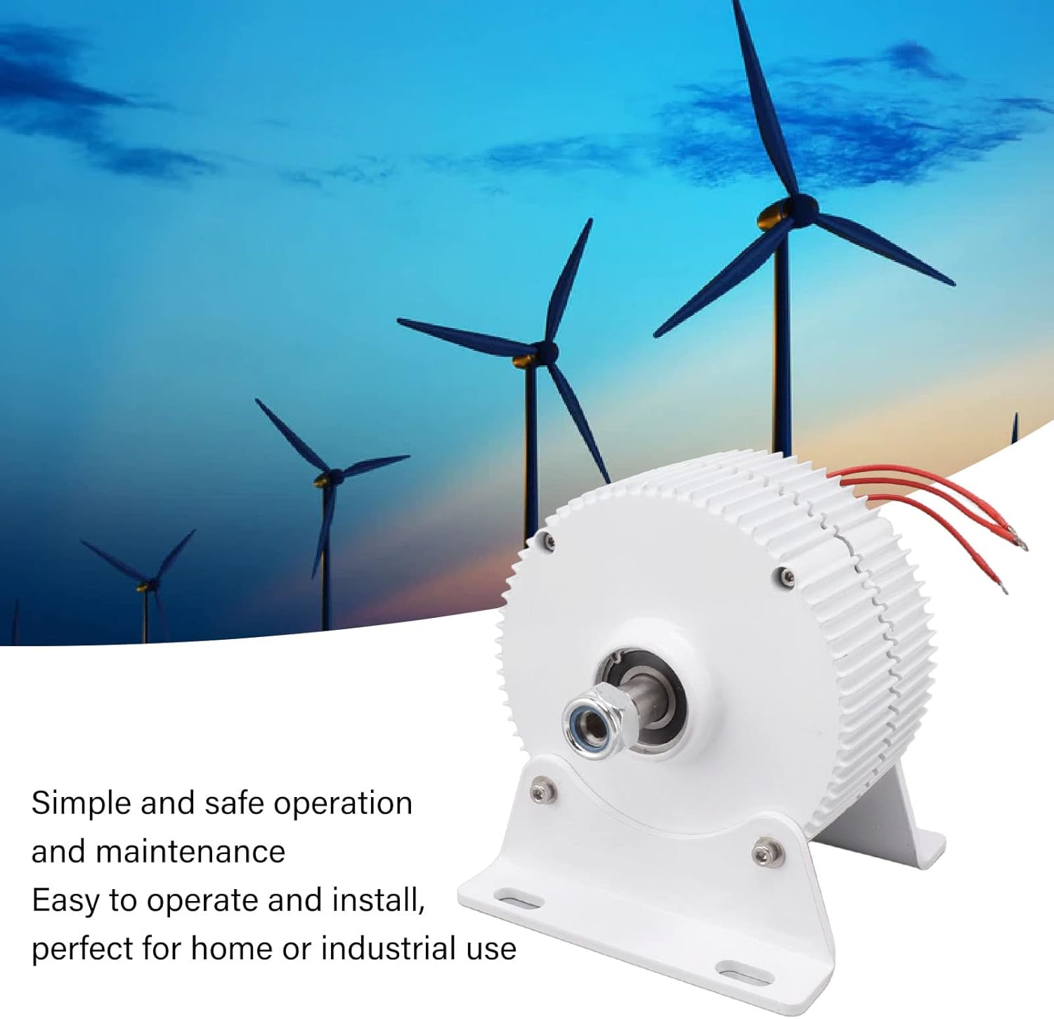 Tissting Wind Power Electric Generator 3 Phase Permanent Magnet Wind Alternator Copper Winding Alternator for Vertical Horizontal Wind Turbine (400w 24v)