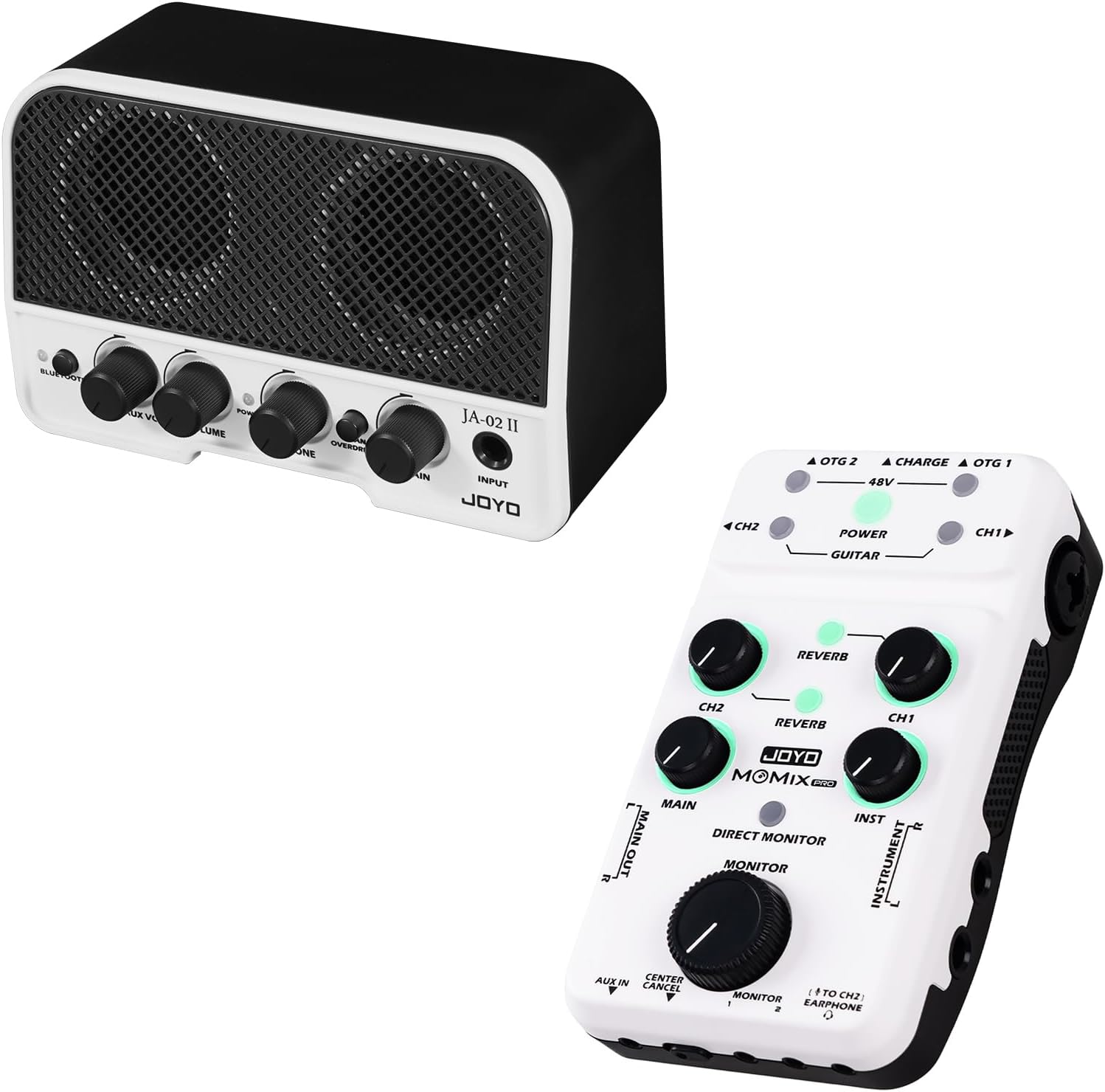 JOYO MOMIX PRO Audio Interface Stereo XLR 48V Phantom Power Mixer and JA-02 II Mini Guitar Combo Amplifier