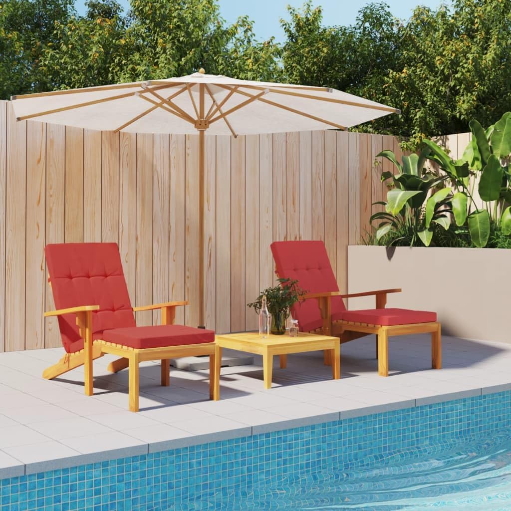 Deck Chair Cushions 2 pcs Red Oxford Fabric Garden Furniture Accessory