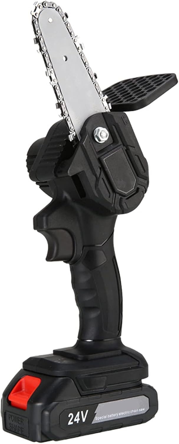 4-Inch Cordless Power Chain Saws Mini Chainsaw Portable 24V Electric Chainsaw Pruning Lithium Electric Shears Chainsaw with Battery for Courtyard Tree Branch Wood Cutting