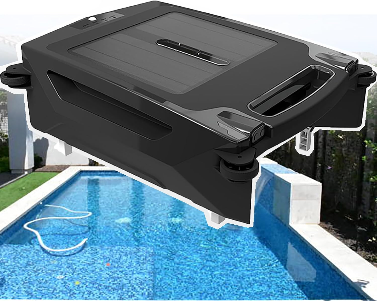 Robotic Solar Powered Pool Skimmer, Automatic Robotic Pool Surfaces Skimmer Cleaner, 2 Charging Options 24/7 Continuous Work for All Swimming Pool