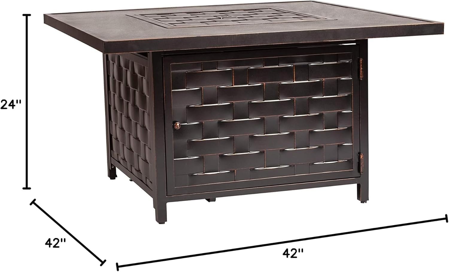 Square LPG/NG Gas Fire Pit Table 55K BTU w/Burner Lid, Cover, Fire Glass #65125