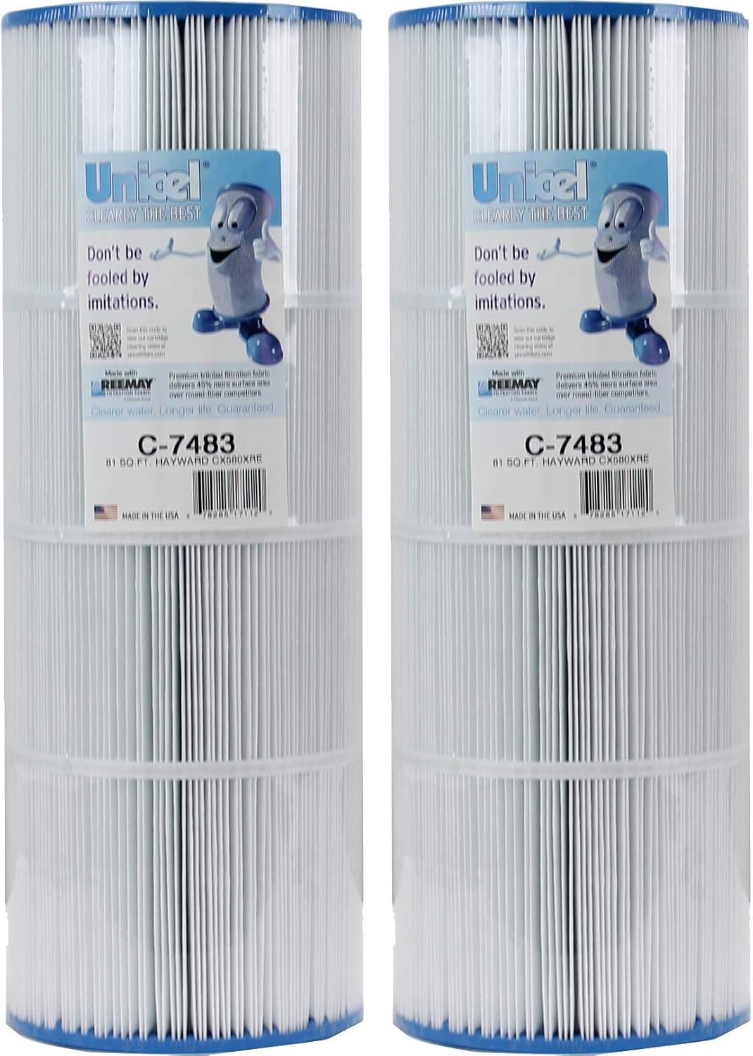 Unicel C-7483 81 Square Foot Media Replacement Pool Filter Cartridge with 176 Pleats, Compatible with Hayward Pool Products (2 Pack)