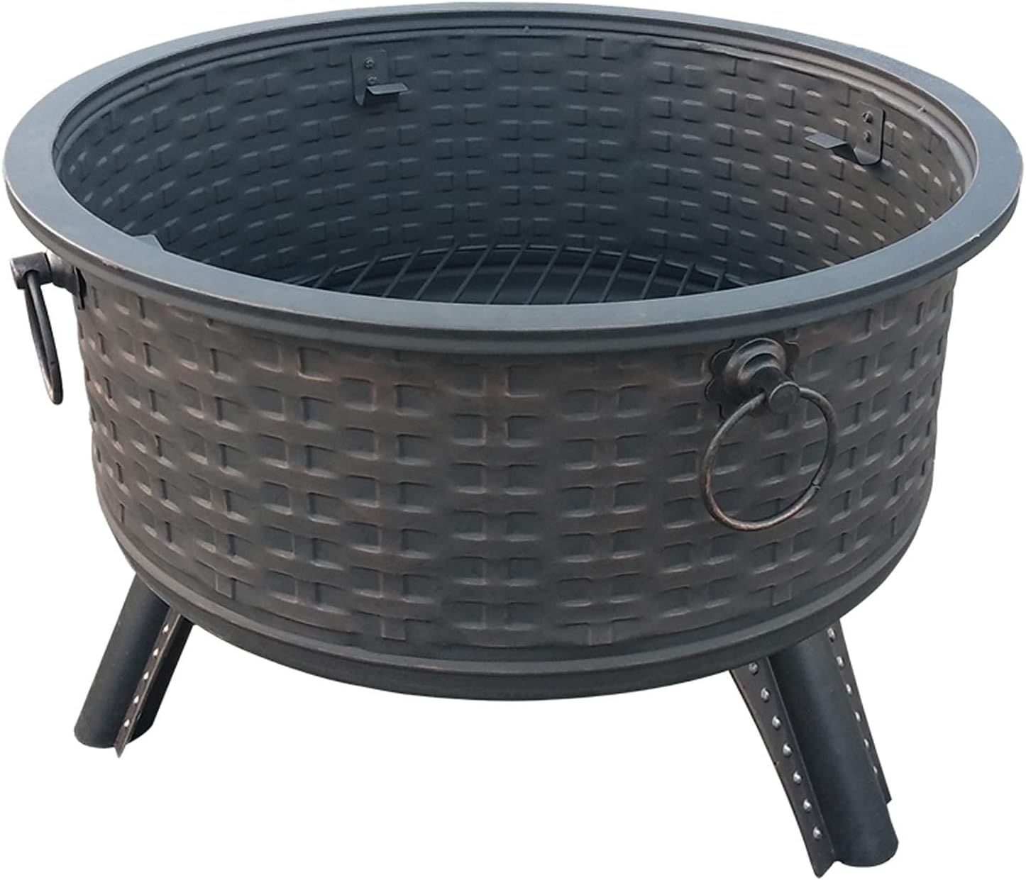 Fire Pit with BBQ Grill Shelf,Outdoor Metal Brazier Firepit Garden Patio Heater/BBQ/Ice Pit with Waterproof Cover