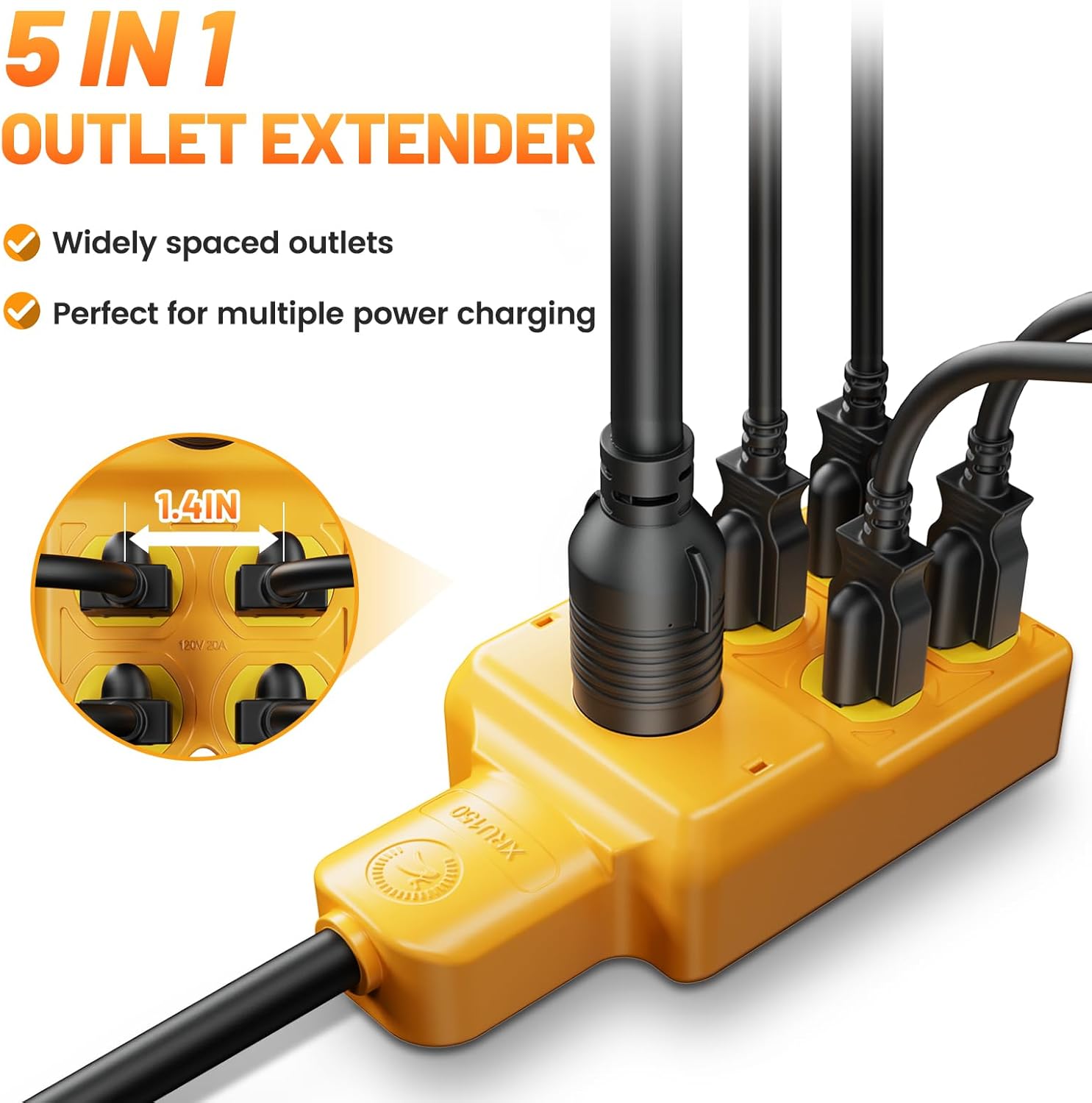 MECMO NEMA L14-30P to Four 5-20R/ 5-15R & L14-30R Generator Adapter Extension Cord with 4 Prong 30 Amp Generator Splitter Y Adapter NEMA L14-30P to 2X L14-30R