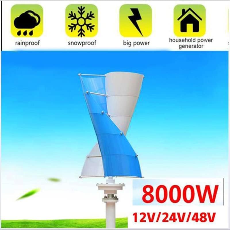 Vertical Spiral Wind Power Turbine Generator, 9000W Vertical Axis Breeze Start Wind-Solar Complementary +Magnetic Levitation Axis Wind Turbine Generator Power