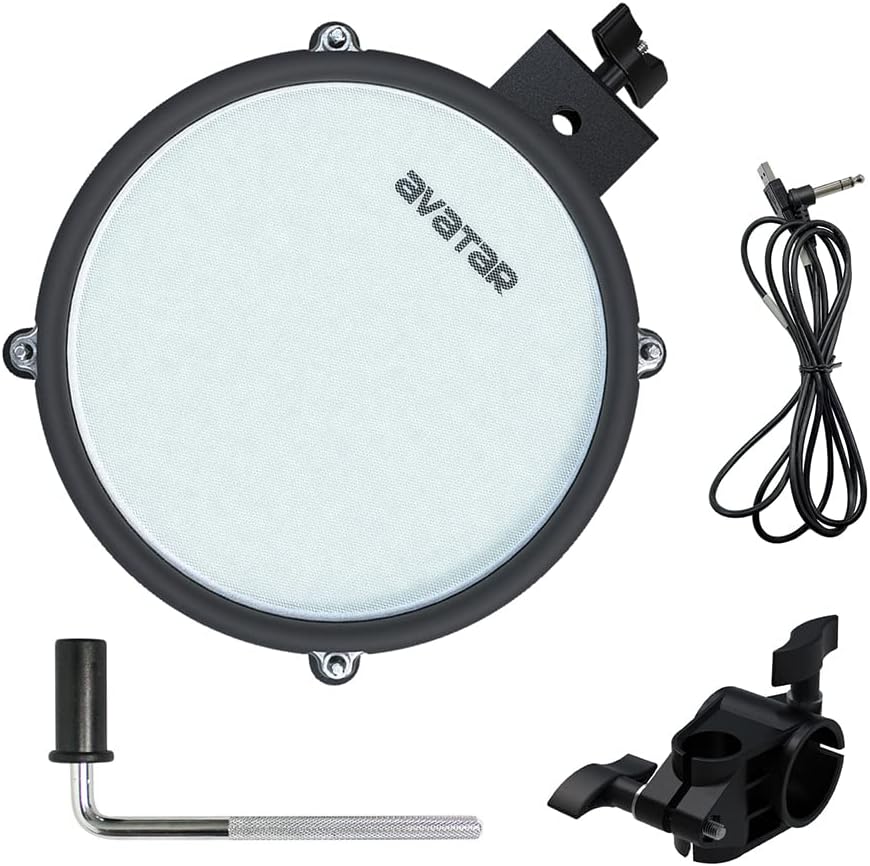 Electronic Drum Pad for Electric Drum Set, Expansion Bundle With Clamp, L Rod, 6.5ft Cable, 8 Inch Dual-zone Snare/Tom Mesh Head Drum Pad