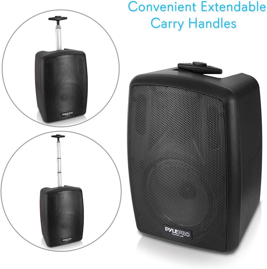 Pyle Wireless Portable PA Speaker System - 360W Bluetooth Compatible Battery Powered Rechargeable Outdoor DJ sound Speaker Microphone Set with MP3 USB SD FM Radio RCA 1/4