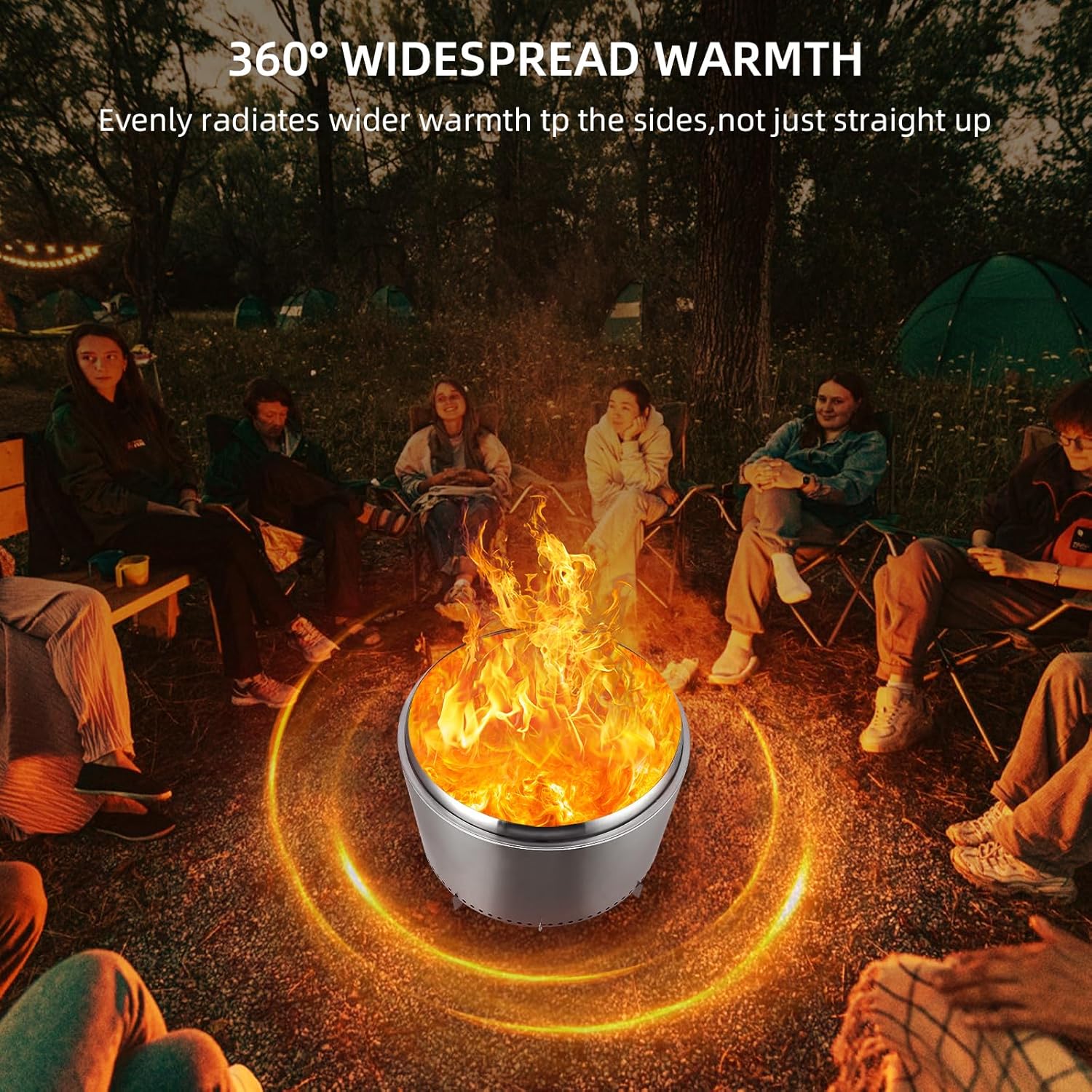 27 Inch Stainless Steel Fire Pit, Large Smokeless Fire Pit for Outdoor, Wood Burning Firepits with Removable Stand and Ash Pan, Perfect for Bonfire, Camping, Picnic, Family Gatherings for Garden