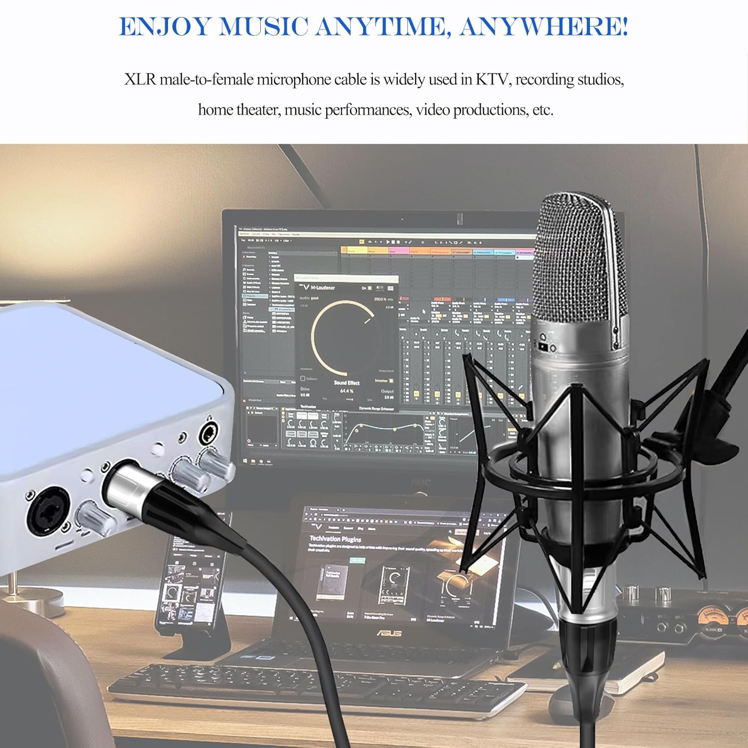 Tisino XLR Cables, 6-Pack Multi-Colored XLR Male to Female Micphone Cable with 3-Pin XLR Connector Balanced DMX Cable for Recording Studio, Podcast, Mic Mixer, Amplifier - 15m