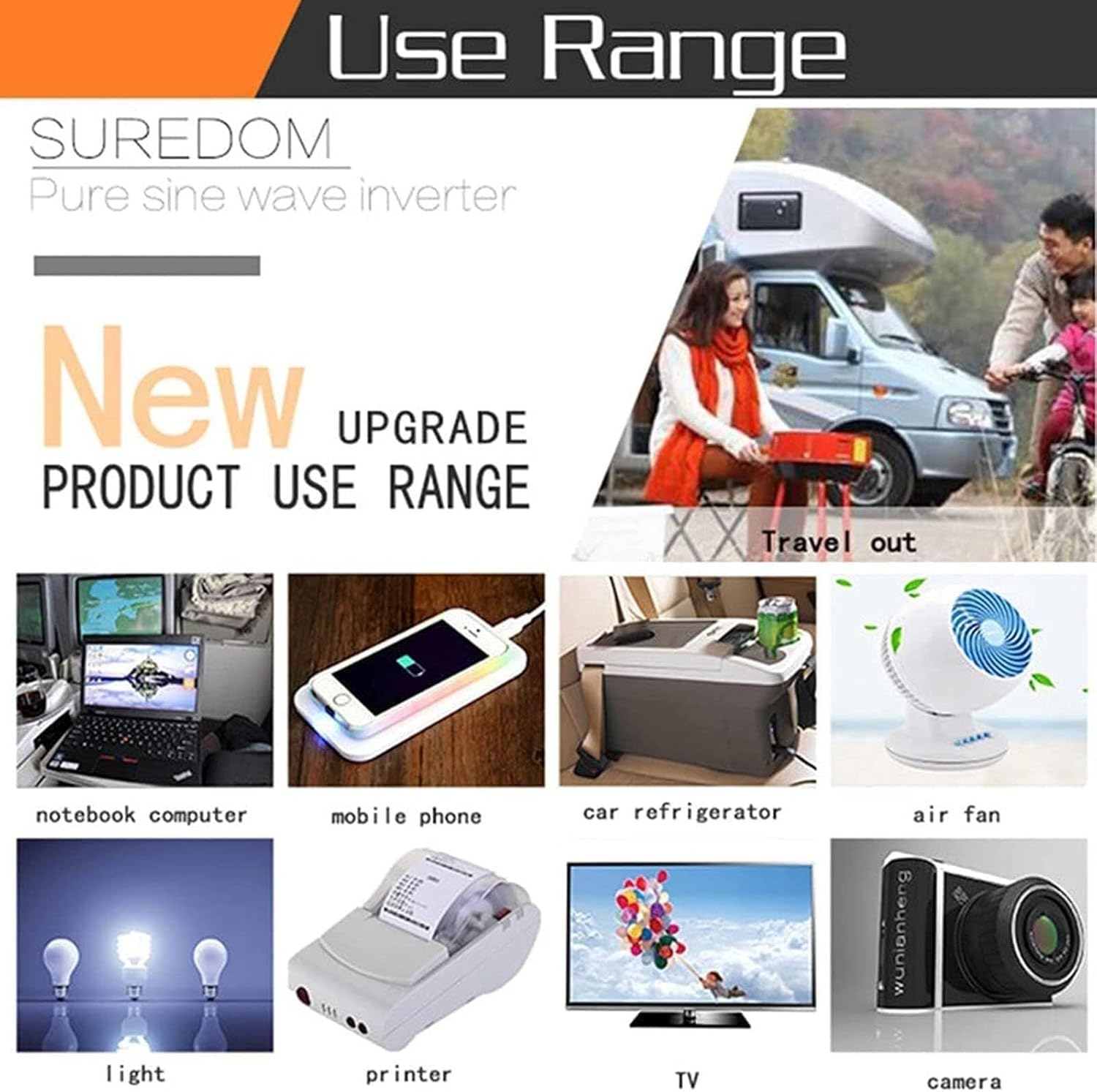 Pure Sine Wave Power Inverter 3000W 4000W 5000W DC 12v 24v 48v 60v to AC 110v-220v Converter with LCD Display USB Port and Outlets Suitable for Camping and Household 3000W-12Vto220V(60vto220v,3000W)