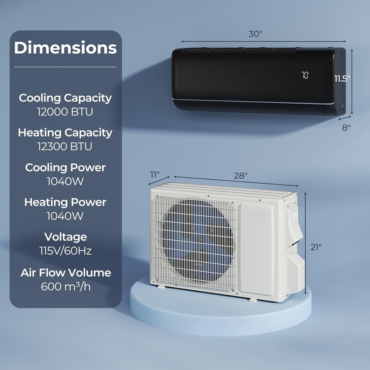 SIMOE 12,000 BTU Mini Split AC/Heating System, Works with Alexa and Wifi, Ductless Air Conditioner Cool Up to 750 Sq.Ft, 22 SEER2, Inverter Wall AC Unit with Pre-Charged Heat Pump & Installation Kits