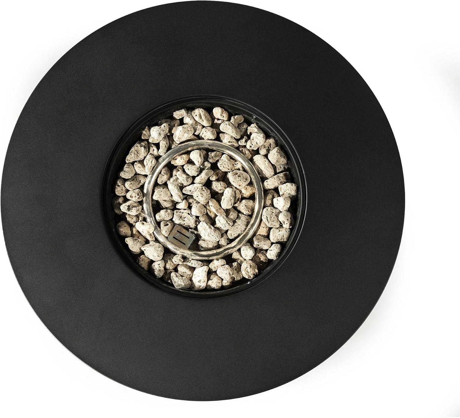 32 Inches Round Steel Fire Pit Table with Lid & Lava Rocks – Indoor/Outdoor Use, Black Finish – Living Room, Patio, Backyard (1 Doors)