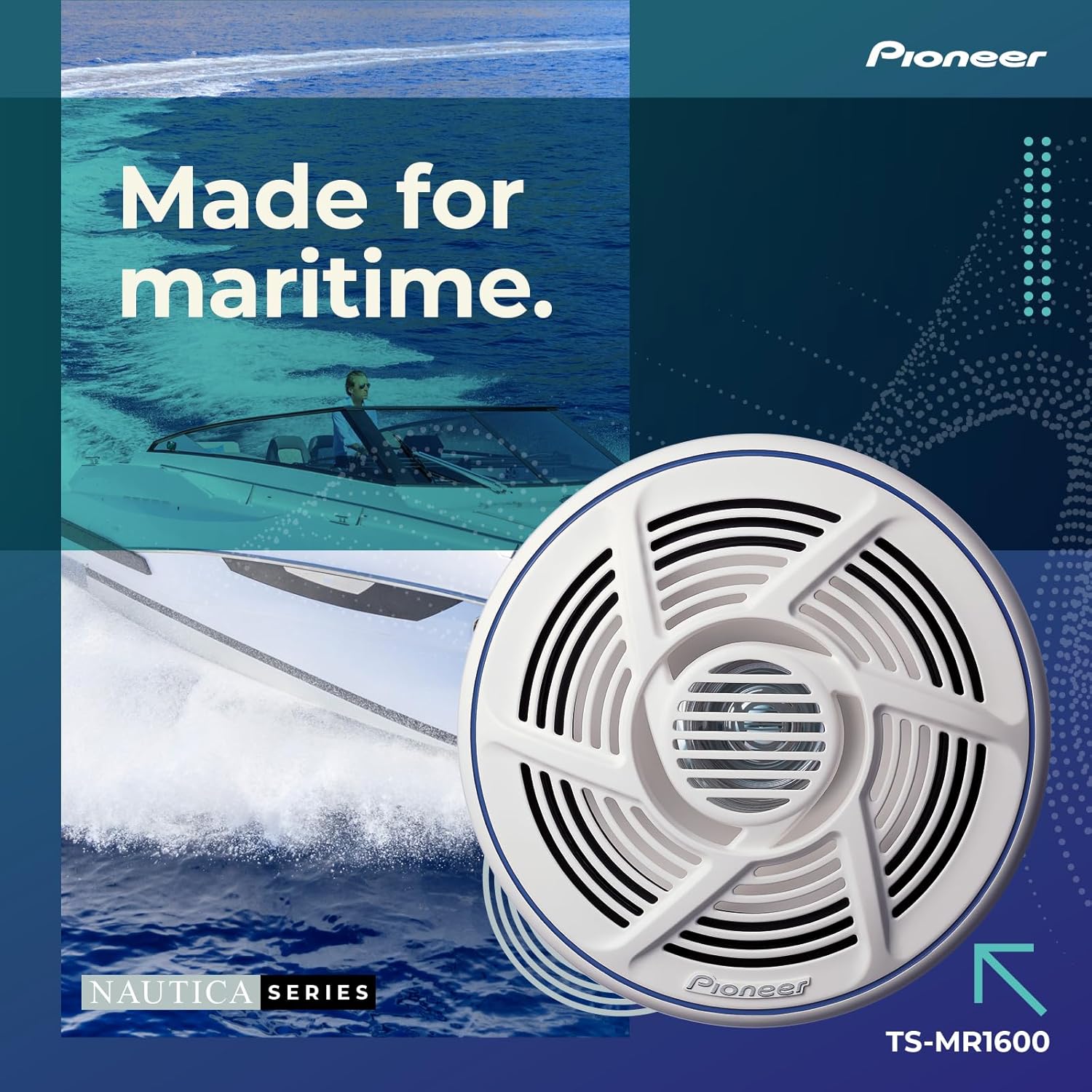 Pioneer TS-MR1600 6.5” Speakers (Pair) – 100W Max, Water-Resistant + UV-Protected, Built for Boats, UTV, ATV, SXS, Outdoor, Marine, All Purpose Speakers