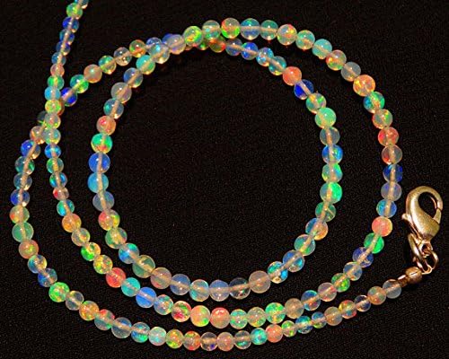 LKBEADS 6 Strand Natural Ethiopian Welo Opal Rare Round Ball Shape Beads 3 to 3.5MM Necklace 17