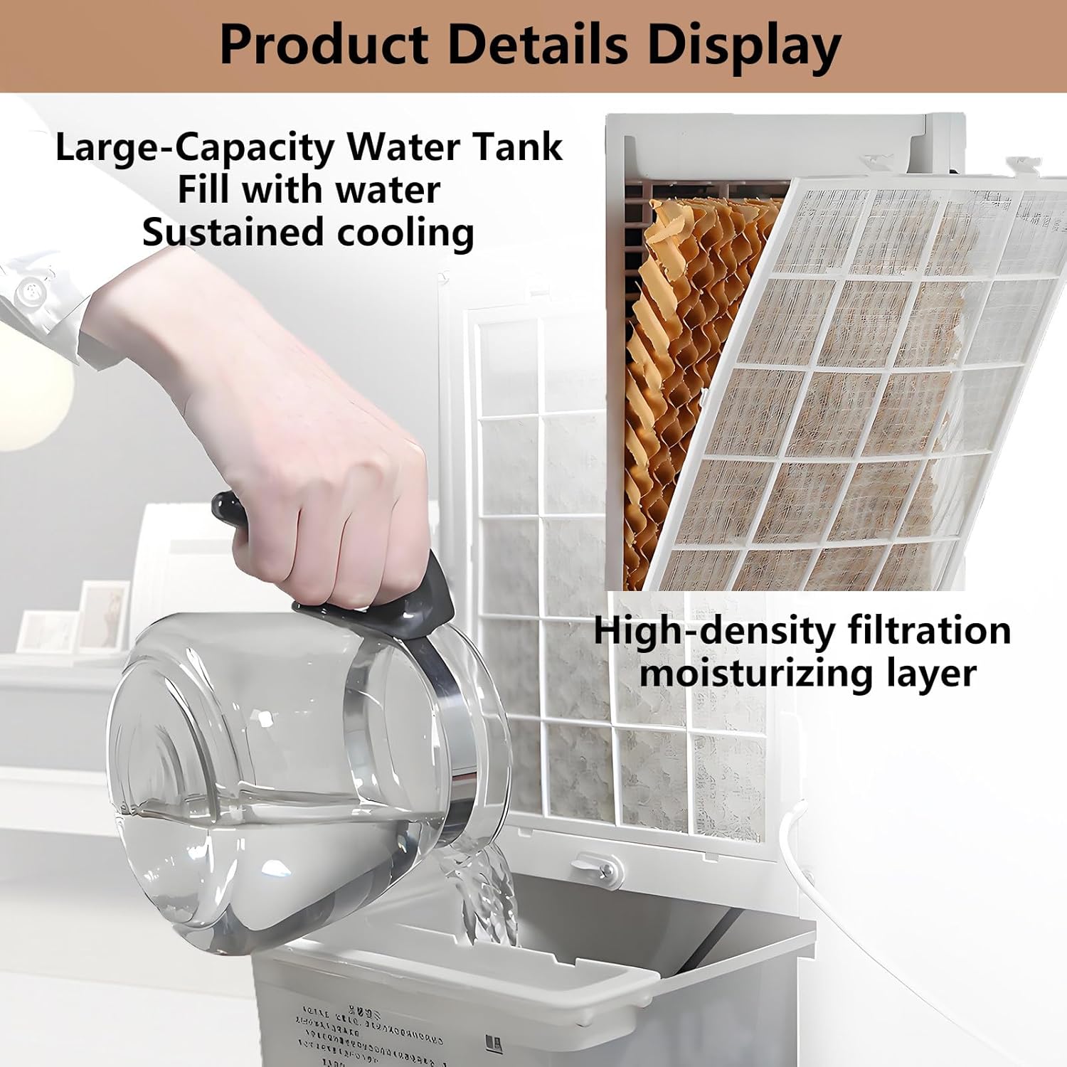 Portable Air Conditioners 4-in-1 Portable Air Cooler Fan Mini Evaporative AC Unit with 3-Speed and 4 Ice Packs Remote Control Touch Screen for Camping Office Bedroom Car 12VCar