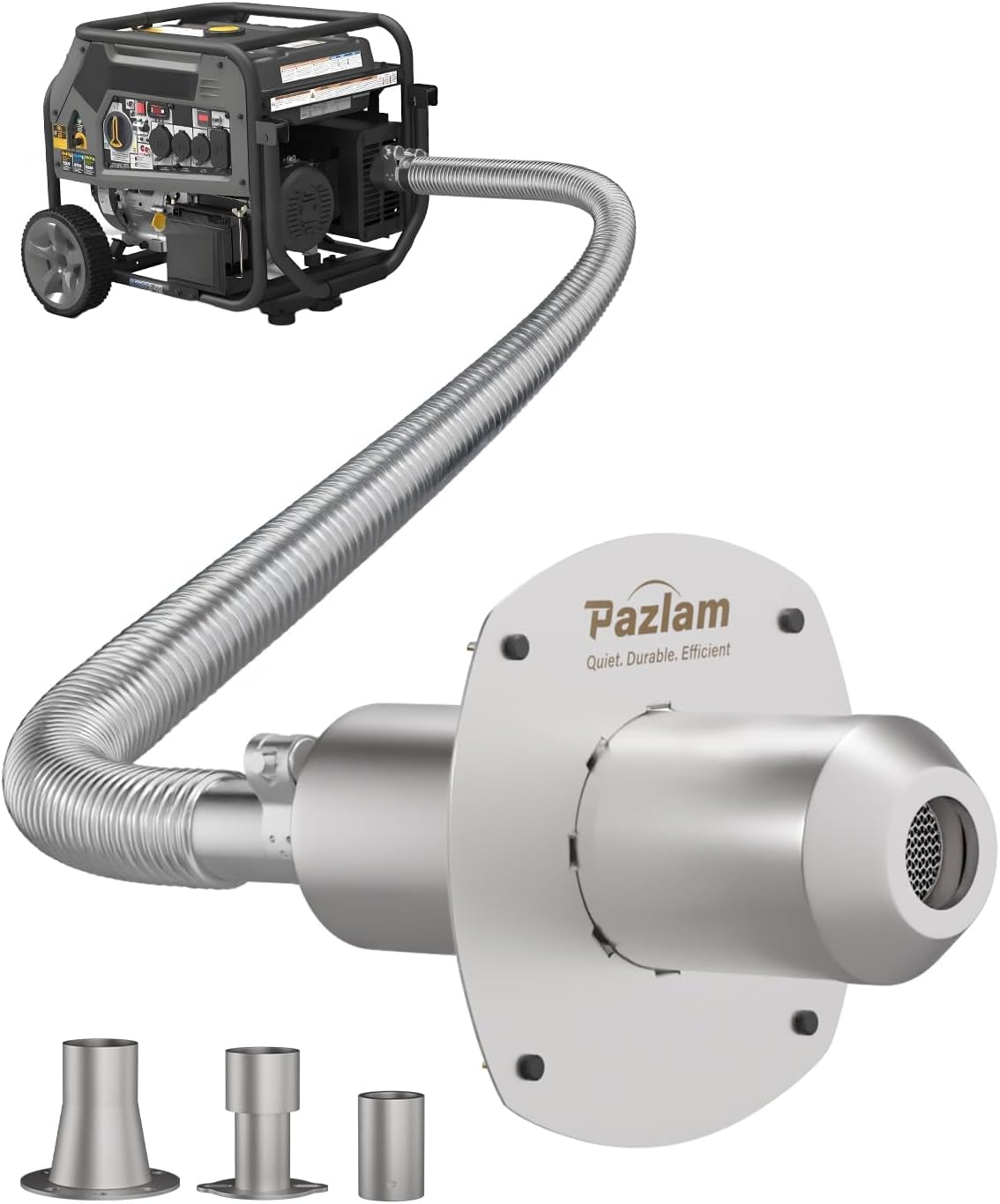 Generator Exhaust Extension Silencer Kit – Universal Fit for Firman, Honda, Champion & More – Heavy-Duty Stainless Steel Muffler with Flexible Pipe – Noise Reduction & Fume Venting