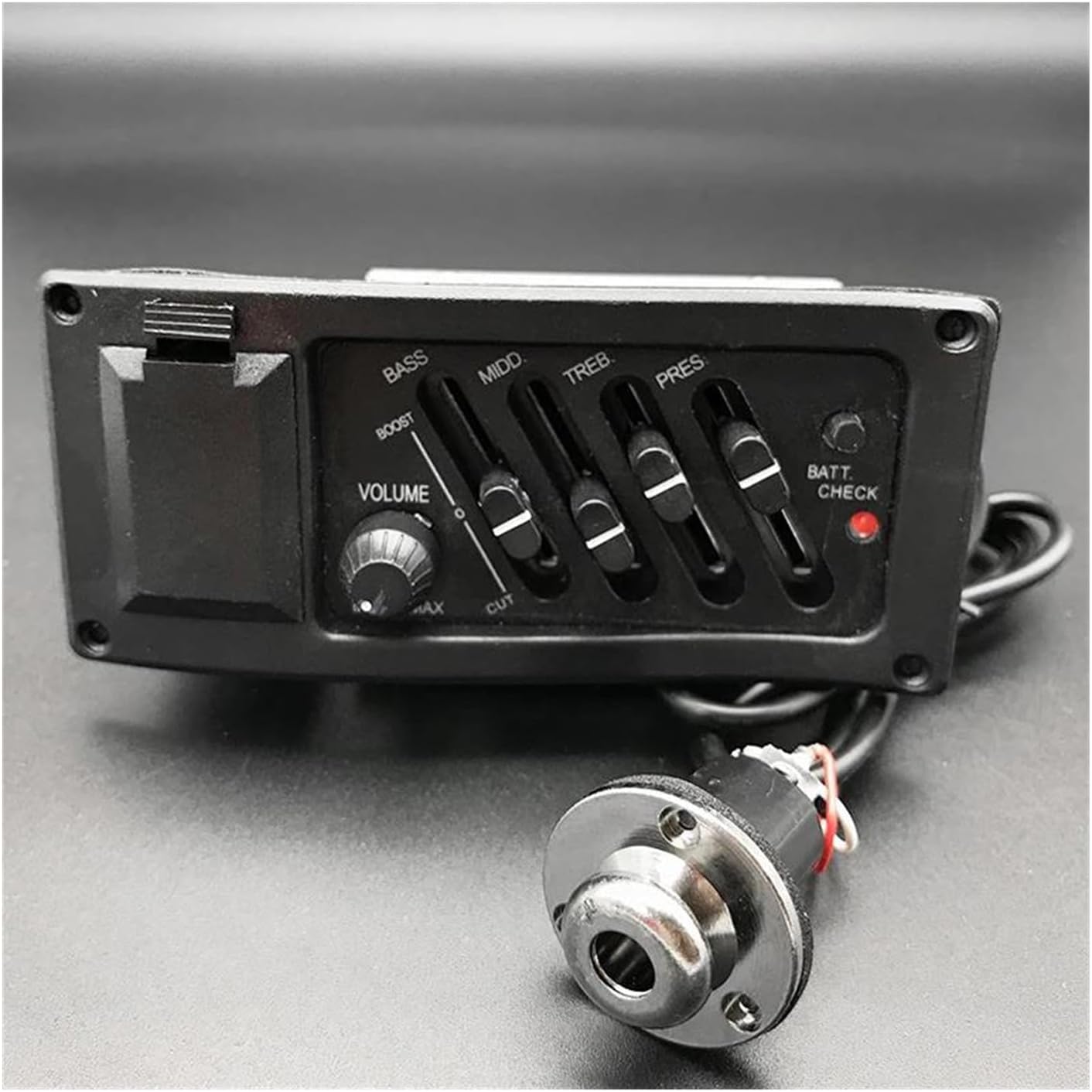 acoustic guitar pickup kit 10Pcs EQ 4 Band Acoustic Guitar Pickup Equalizer Acoustic Guitar Preamp Amplifier Piezo Pickup 6.5MM Output(With cover)